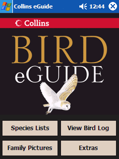 collins bird eguide: main menu